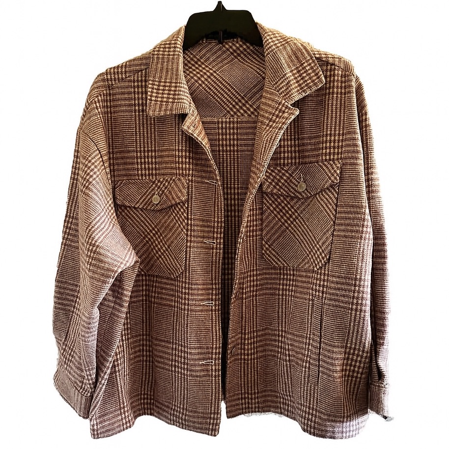 Mikarose Oversized Rose Pink Plaid Jacket Cozy & Cool Streetwear Scandi Girl.